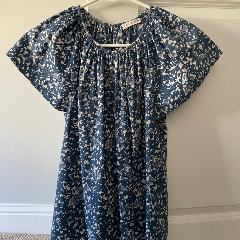 Ulla Johnson,, Size 2, Blue and White Floral Cotton Shirt